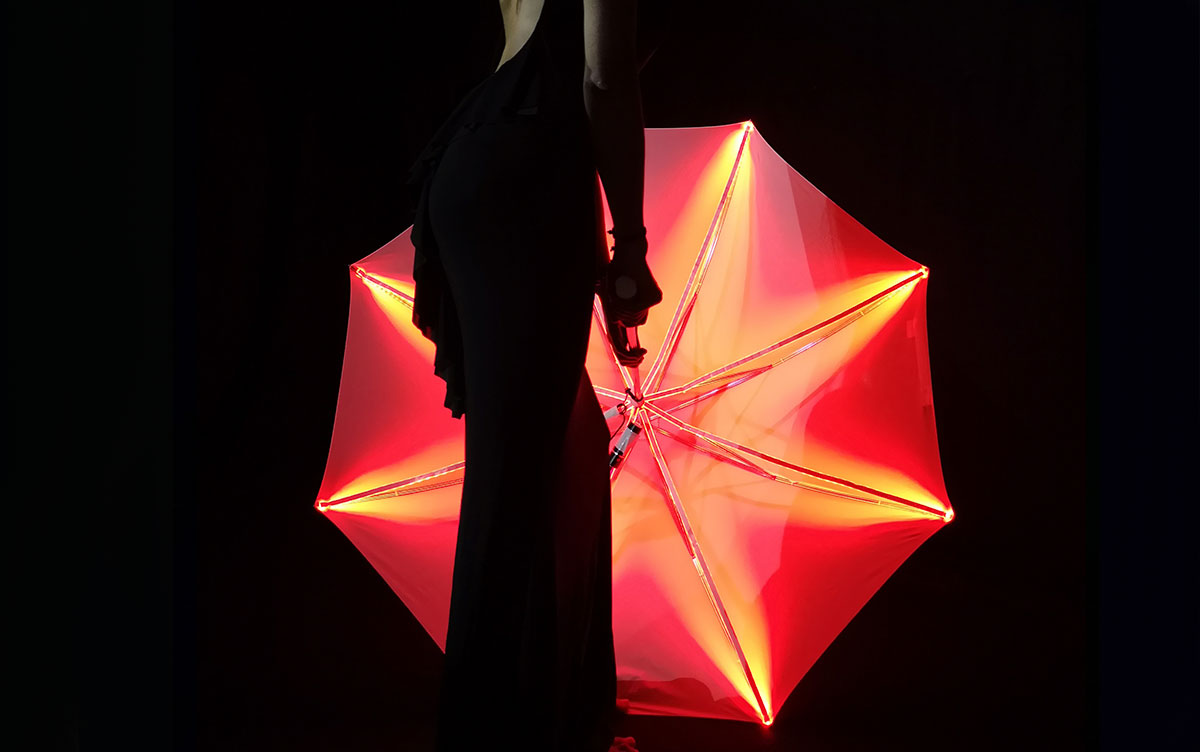 alquiler paraguas led spi rgb controlable inteligente show umbrella